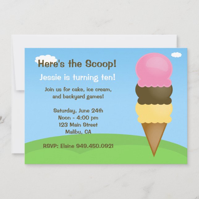 Einladung zur Geburtstagspartei von Eis (Vorderseite)