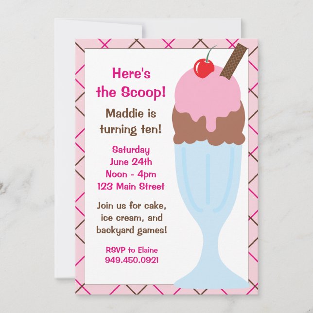 Einladung zur Geburtstagspartei von Eis (Vorderseite)