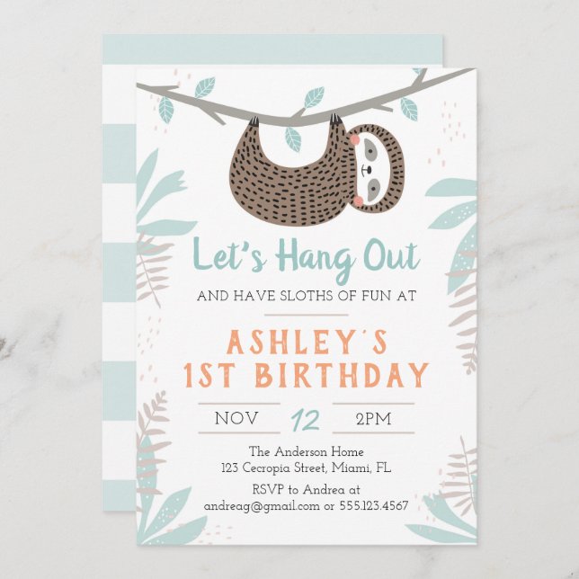 Einladung zur Geburtstagsparty (Vorne/Hinten)