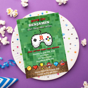 Einladung zur Geburtstagsparty für Level Up Arcade