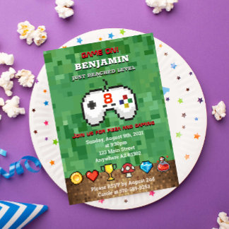 Einladung zur Geburtstagsparty für Level Up Arcade