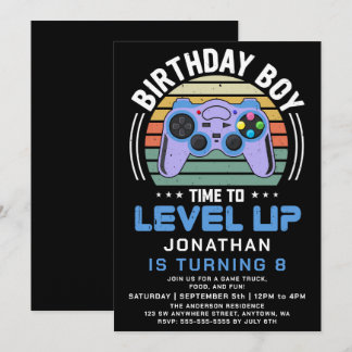 Einladung zur Geburtstagsparty für Level-Up-Video-