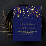 Einladung zur Geburtstagsparty Marine Blue Gold Flyer<br><div class="desc">Bitte beachten Sie, dass diese Einladung auf Flyer Papier und sehr dünn ist. Umschläge sind nicht enthalten. Für dickere Einladungen (gleiche Gestaltung) besuchen Sie bitte unseren Shop. Eine 40. (oder jedes Alter) Geburtstagsfeier für ihn und sie. Ein marineblau mit goldenen Sternen dekorierter Hintergrund mit Imitaten. Personalisieren und fügen Sie einen...</div>