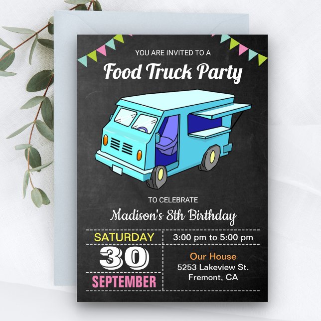 Einladung zur Geburtstagsparty niedlich Food Truck (Von Creator hochgeladen)