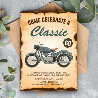 Einladung zur Geburtstagsparty Vintager Motorradfa