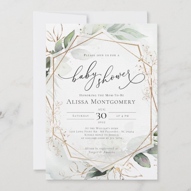 Einladung zur geometrischen Babydusche (Vorderseite)