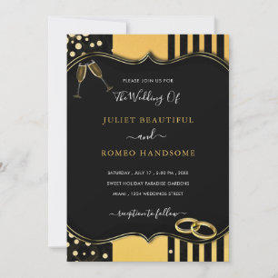 Einladung zur Gerahmten Hochzeit in Schwarz und Go