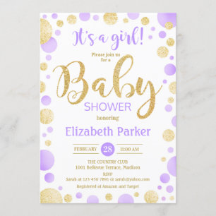 Einladung zur Girl-Baby-Dusche - Lila Golddots