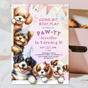 Einladung zur Girls Puppy Pawty 8. Geburtstagsfeie