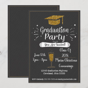Einladung zur Glittery Chalkboard Graduation Party
