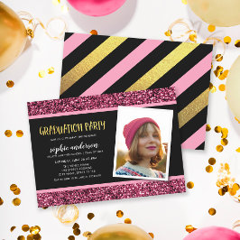Einladung zur Glitzer Foto Graduation Party