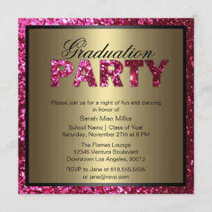 Einladung zur Glitzer-Graduiertenparty in Hot Pink