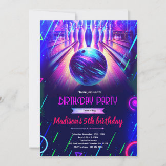 Einladung zur Glow-Neon-Bowling- und Karaoke-Party
