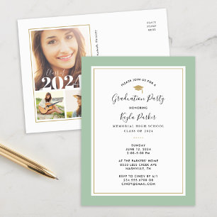 Einladung zur Gold 3 Foto Graduation Party