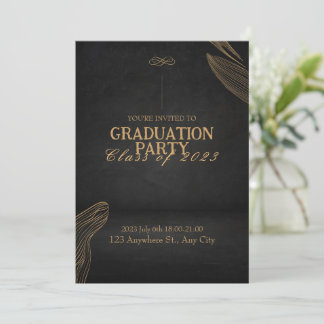 Einladung zur Gold Black Elegant Graduation Party