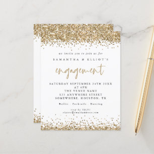 Einladung zur Gold Glitzer Border Engagement Party