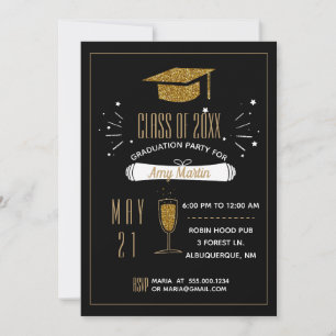 Einladung zur Gold Glitzer Graduation Party