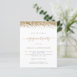 Einladung zur Gold Glitzer Script Engagement Party