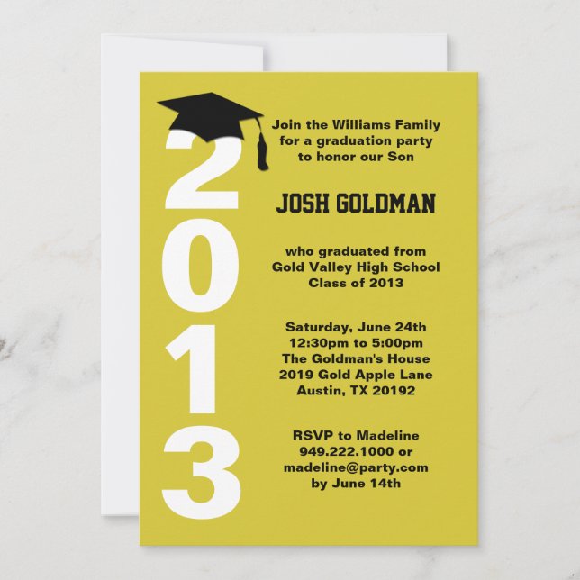 Einladung zur Gold Graduation Party Class 2013 (Vorderseite)