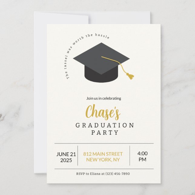 Einladung zur Gold- und Black Graduation Party (Vorderseite)