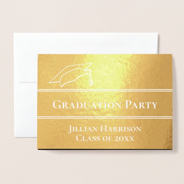 Einladung zur Goldenen Foil Graduation Party (Vorderseite mit Umschlag)