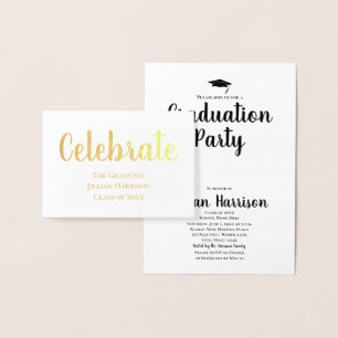 Einladung zur Goldenen Foil Graduation Party