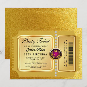 Einladung zur goldenen Party-Ticket