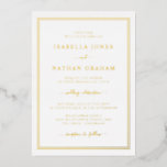 Einladung zur Goldhochzeit<br><div class="desc">Einfache Einladung zum Hochzeitsfeiern. Einfach und stilvoll präsentiert sich diese formelle Hochzeitseinladung mit einem eleganten,  dreilagigen Rahmen und einem eleganten Kalligraphieskript,  das in echter Goldfolie gepresst wird.</div>
