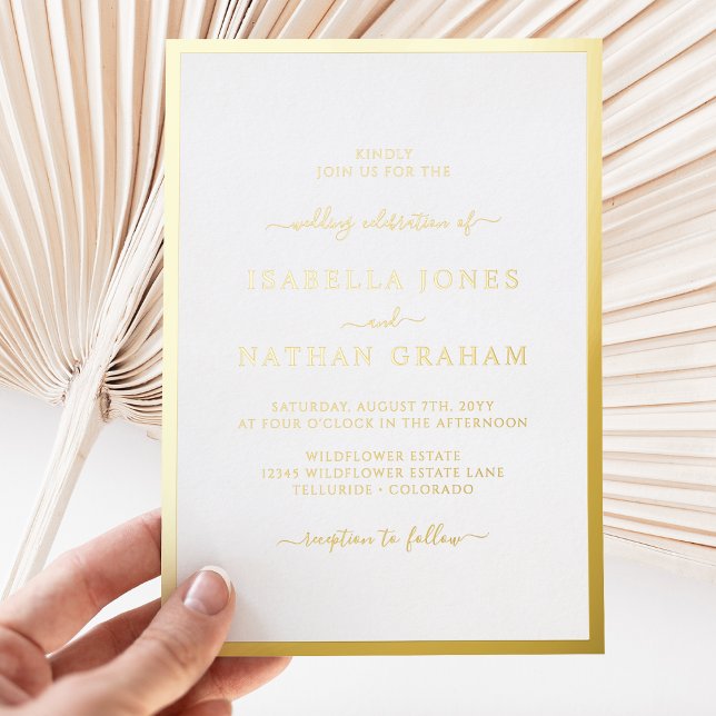 Einladung zur Goldhochzeit (Simple Minimalist Gold Wedding Foil Invitation by Painted Paperie
)
