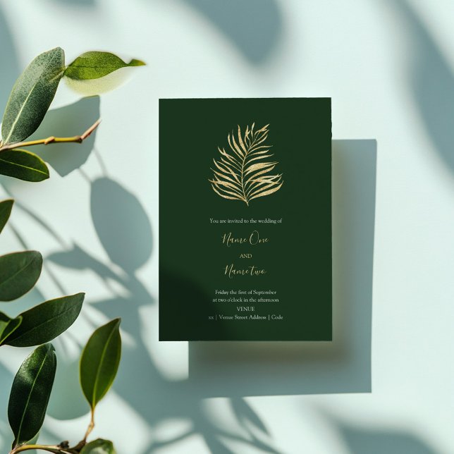 Einladung zur Goldwaldblatthochzeit (Gold forrest leaf wedding invitation)
