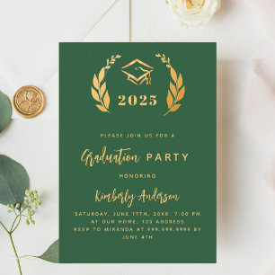 Einladung zur Graduation Party 2025 mit grünem Gol