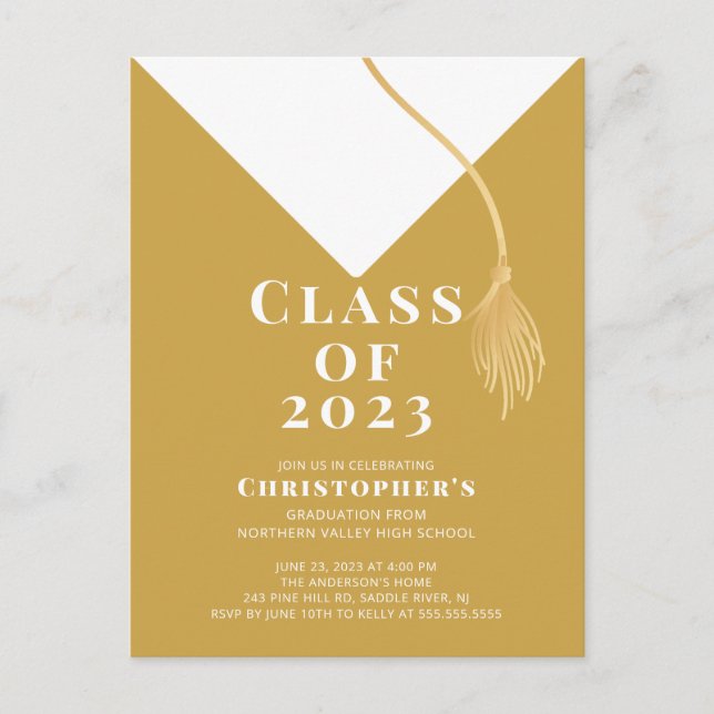 Einladung zur Graduationspartei Grad Cap (Vorderseite)