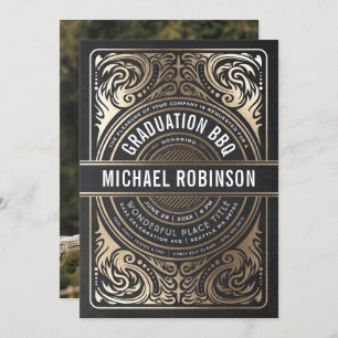 Einladung zur Graduierung Gold Foil Black Foto