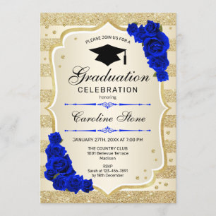 Einladung zur Graduierungspartei - Gold Royal Blue