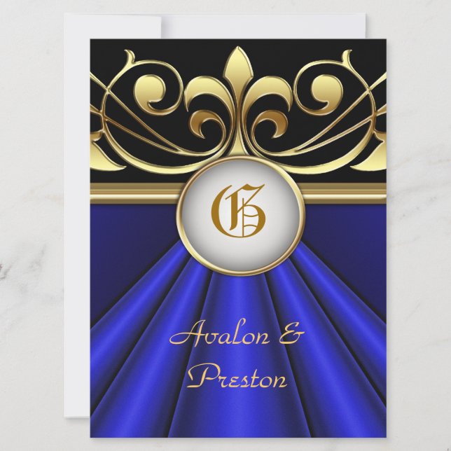 Einladung zur Grafschaft Blue Silk Gold Crown (Vorderseite)
