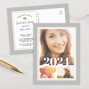 Einladung zur Gray and Gold 3 Foto Graduation Part