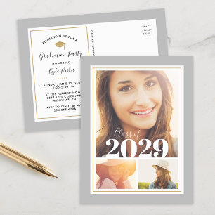 Einladung zur Gray and Gold 3 Foto Graduation Part