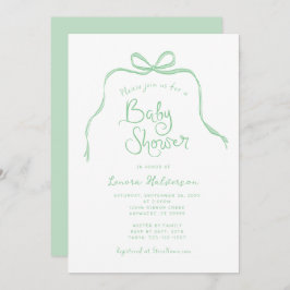 Einladung zur Green Simple Bow Baby Dusche