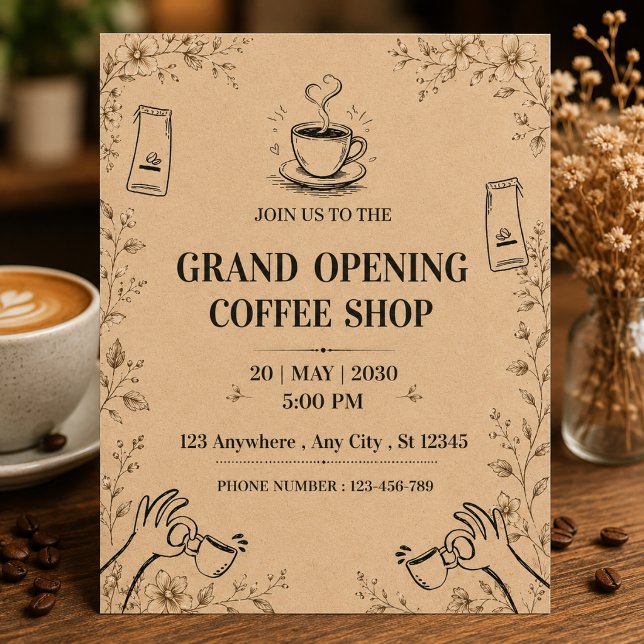 Einladung zur großen Eröffnung eines Coffeeshops (Von Creator hochgeladen)