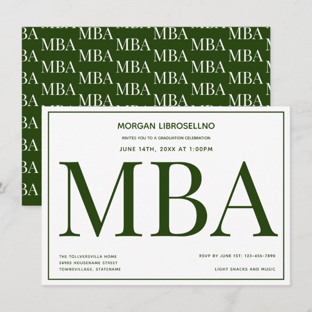 Einladung zur Grüne Partei der MBA (Vorne/Hinten)