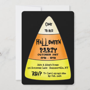 Einladung zur Halloween-Party mit Candy Corn