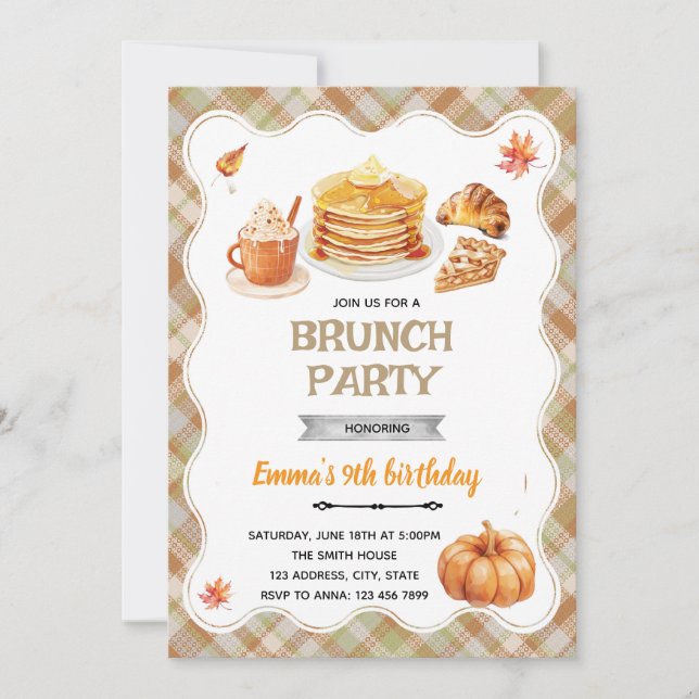 Einladung zur Herbst-Brunch-Party (Vorderseite)