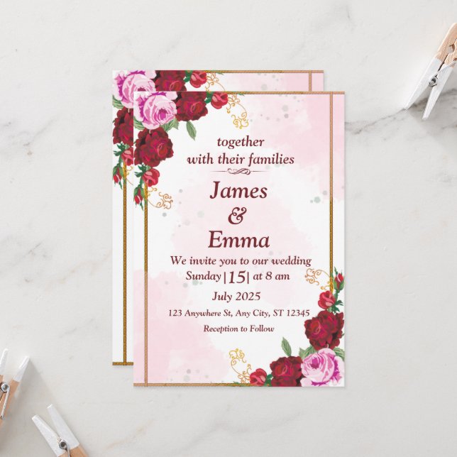Einladung zur Hochzeit (Vorderseite/Rückseite Beispiel)