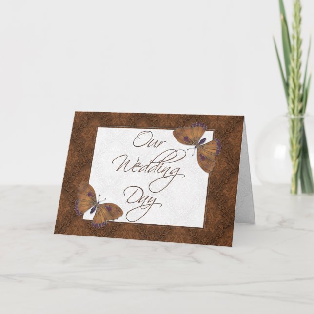 Einladung zur Hochzeit 12x18 Butterfly Brocade bra (Vorderseite)