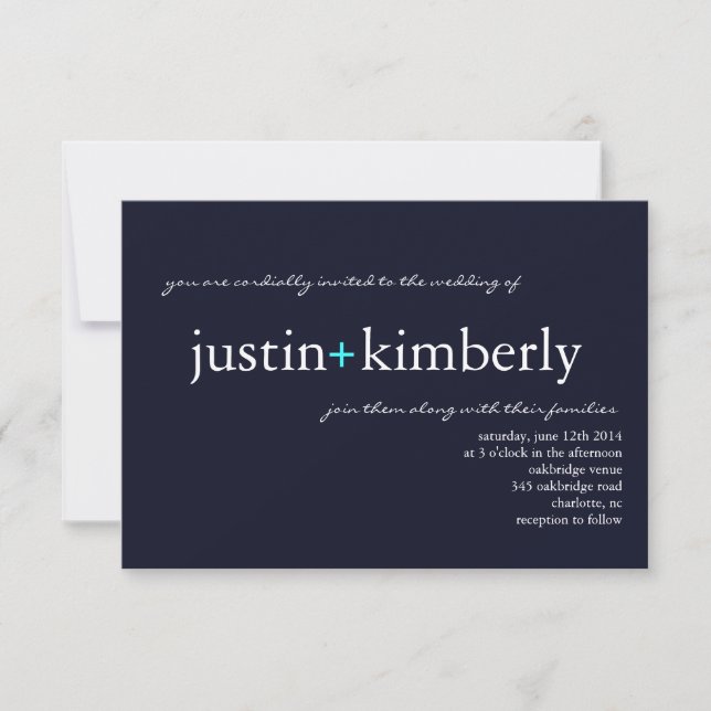 Einladung zur Hochzeit | A+ Navy Blue (Vorderseite)