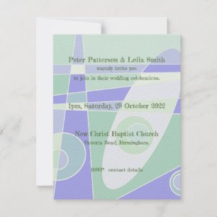 Einladung zur Hochzeit Abstrakte Pastel Lila Green