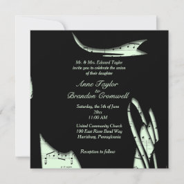 Einladung zur Hochzeit abstrakter Schwarz-Grün-Mus