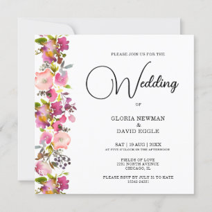 Einladung zur Hochzeit am rosa Blumenplatz