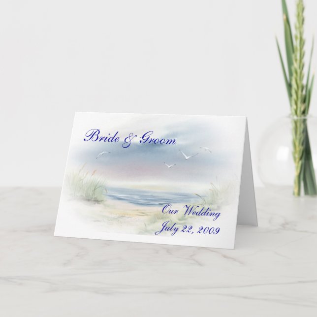 Einladung zur Hochzeit am Strand (Vorderseite)