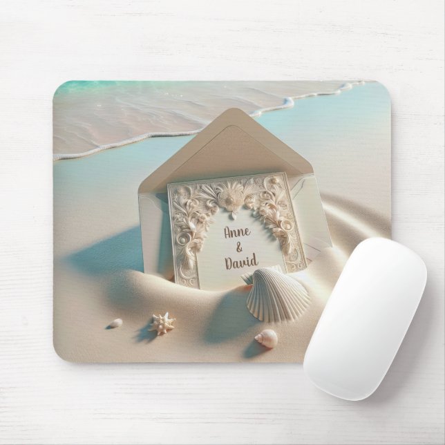 Einladung zur Hochzeit am Strand Mousepad (Mit Mouse)
